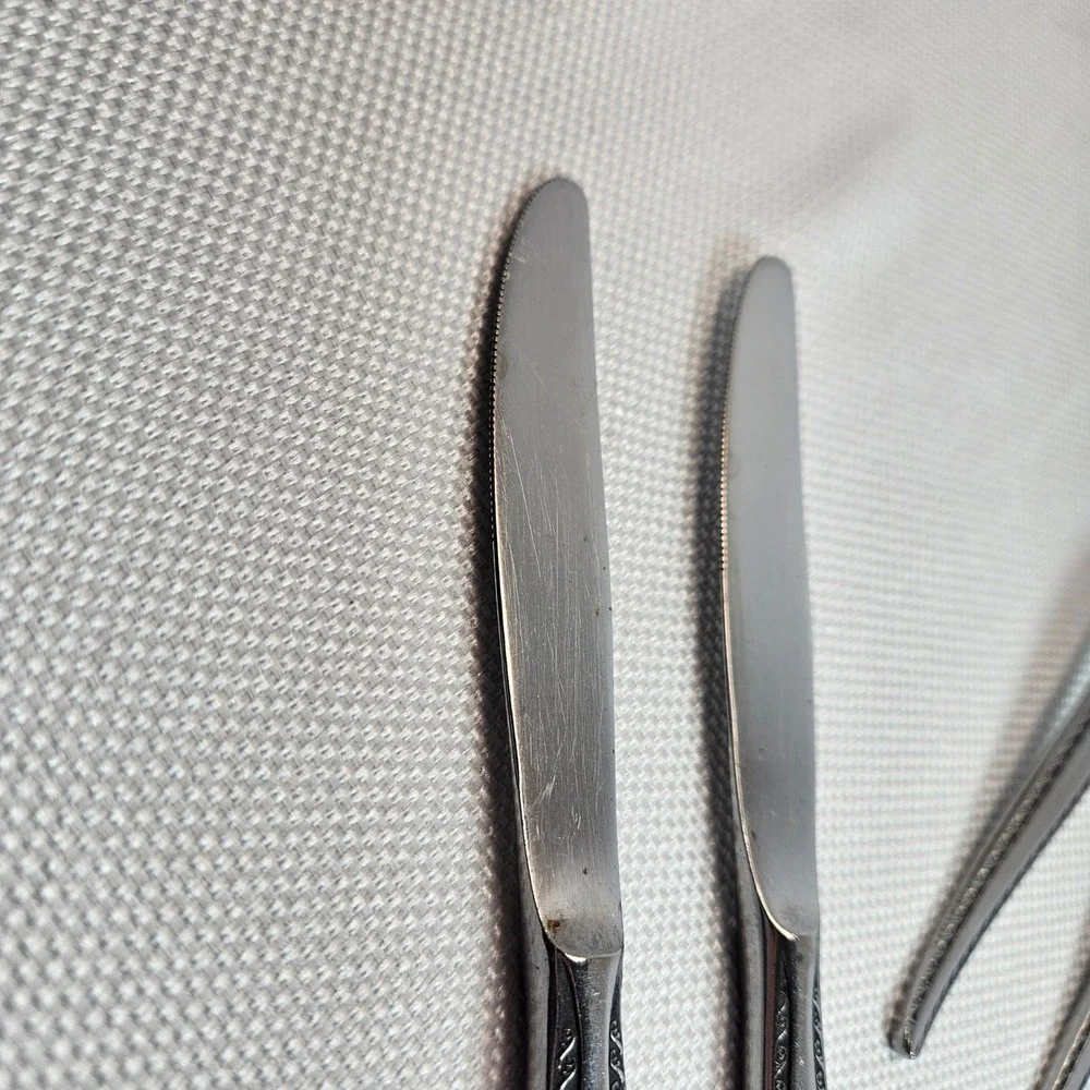 National Stainless Granada Flatware‎ Japan 6 Piece Set Knives Forks Spoons MCM